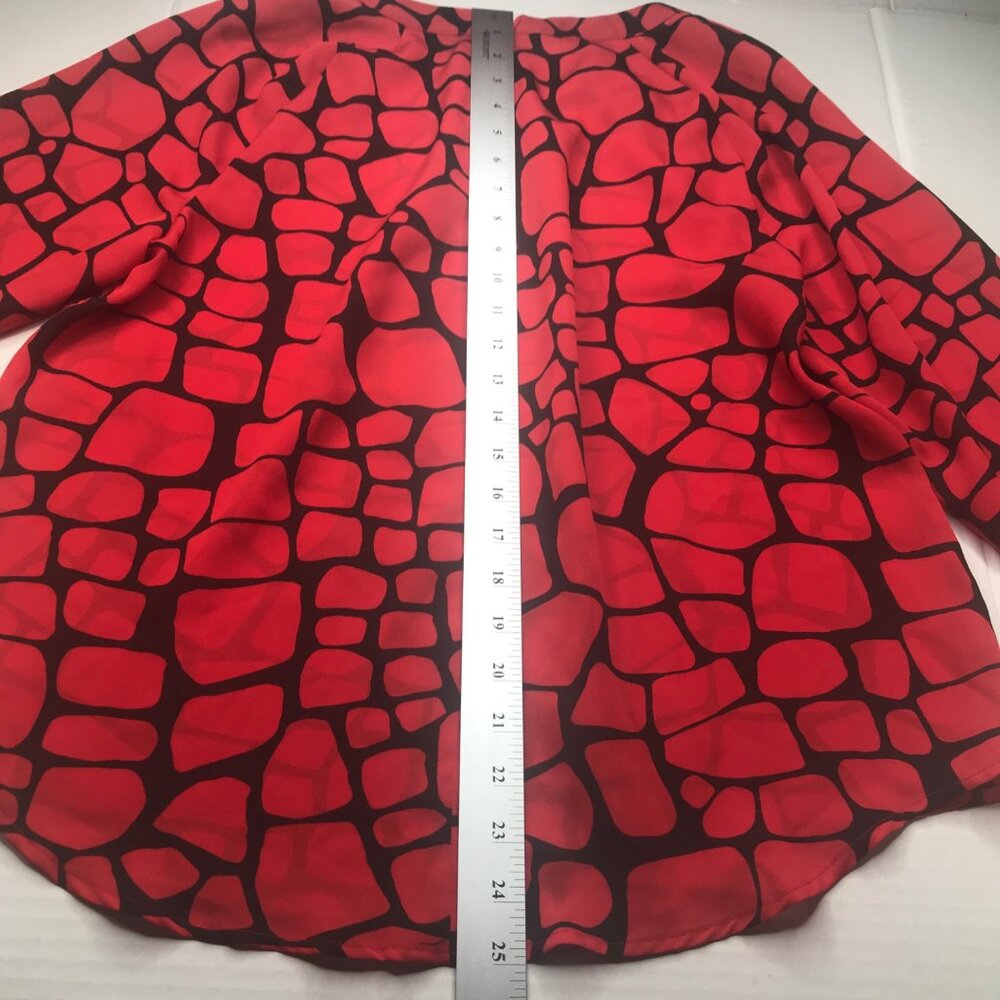 Liz Claiborne Women's Petite Large Red Black 3/4 Sleeve Top New - Picture 13 of 14